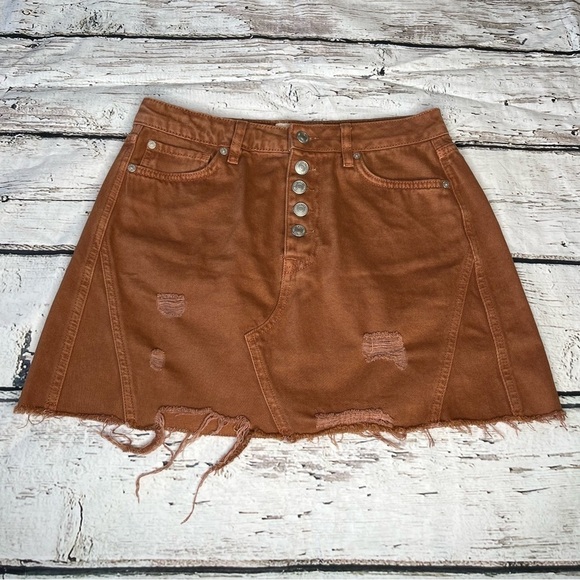 FP We the Free Distressed Denim Mini Skirt Size  28 - Picture 1 of 8